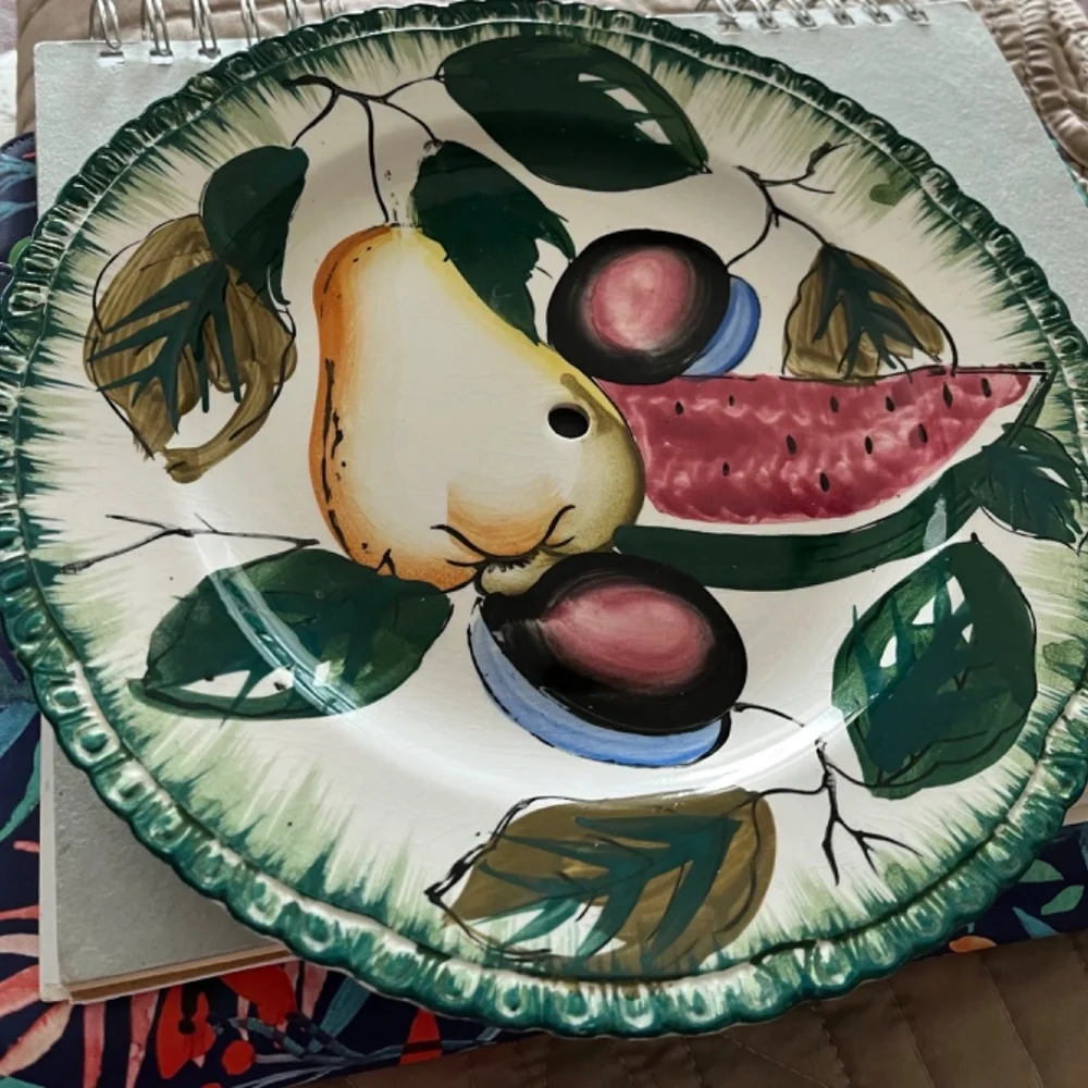 ANTIQUE CERAMIC 2 PIECE HANDMADE SERVING DISH FROM THE 1970’S - Picture 6 of 13